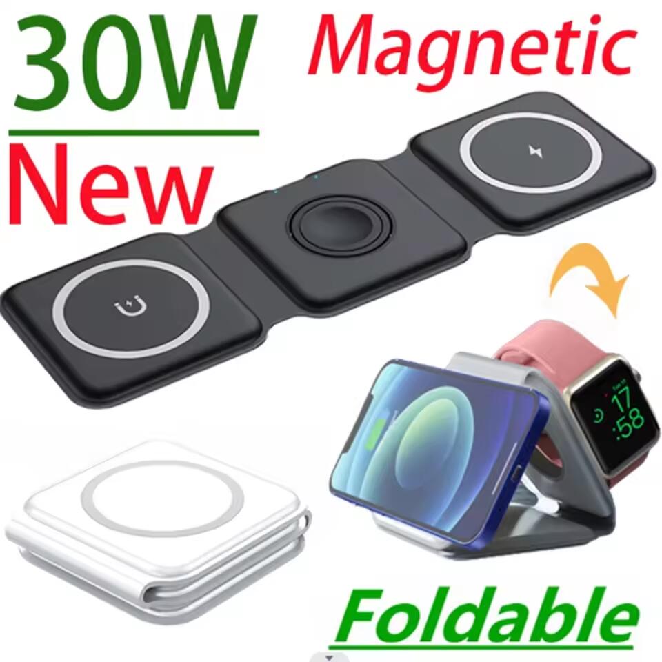 Wireless Charger 3 In 1 - 3 in 1 Portable Magnetic Wireless