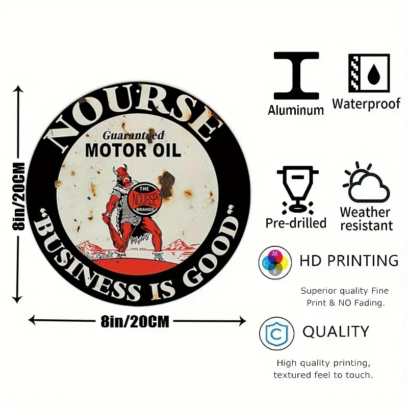 Vintage Motor Oil Sign Round M - Vintage Tech Accessories 评论和价格