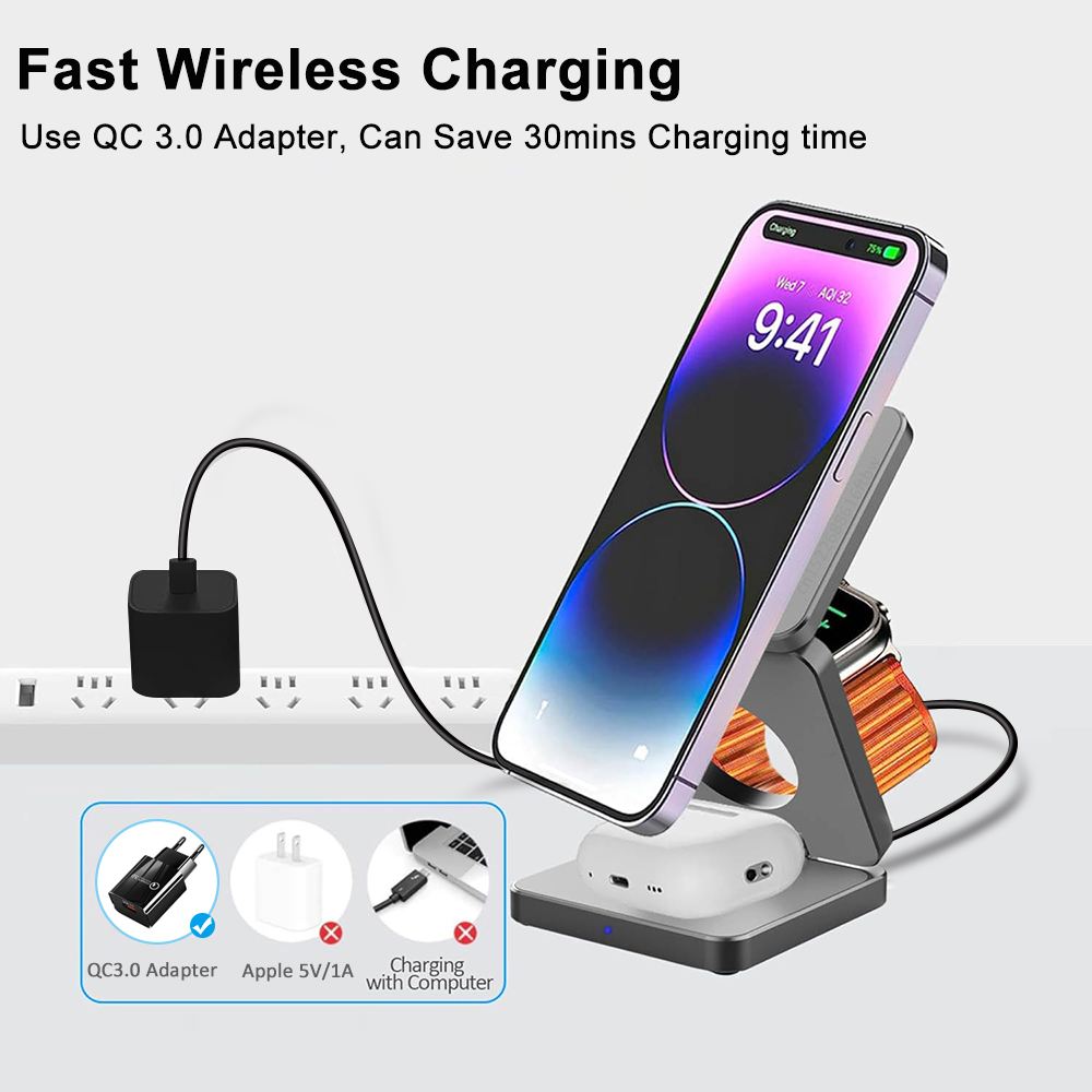 3 in 1 Foldable Magnetic Wirel - Wireless Charger 3 In 1 评论和价格