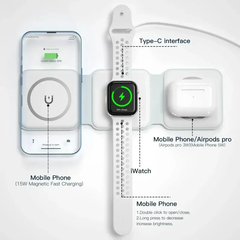 3 in 1 Portable Magnetic Wirel - Wireless Charger 3 In 1 评论和价格
