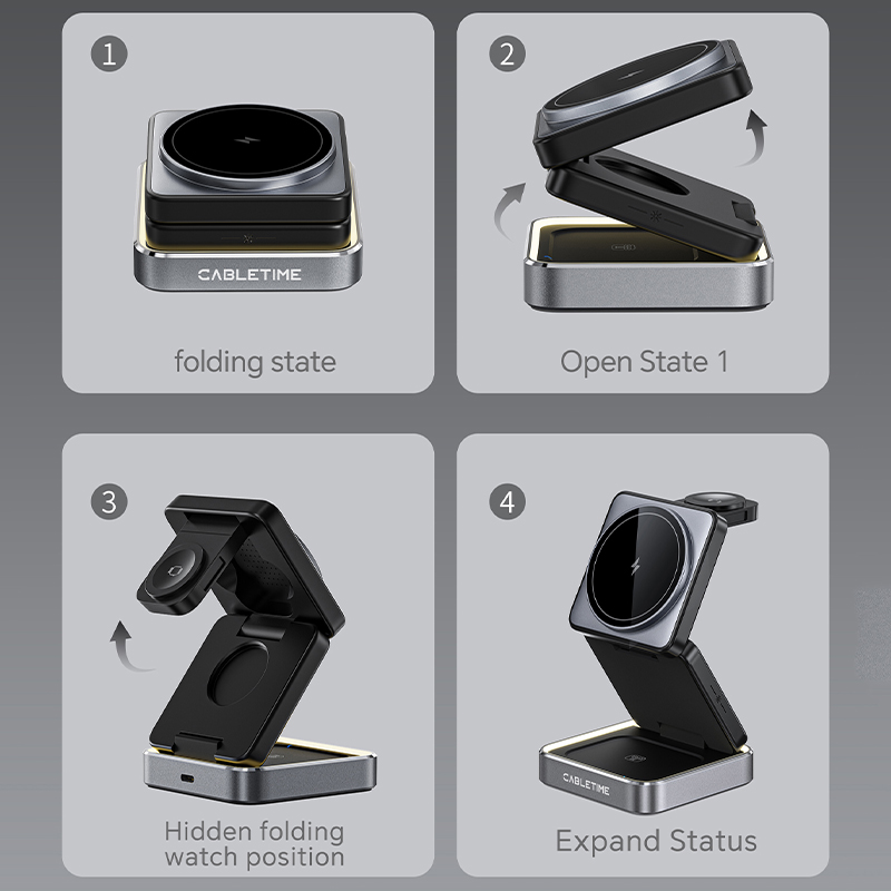 CABLETIME Foldable Magnetic 3  - Wireless Charger 3 In 1 评论和价格
